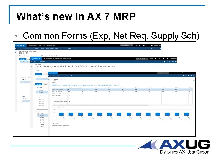 What’s new in AX 7 MRP • Common Forms (Exp, Net Req, Supply Sch)