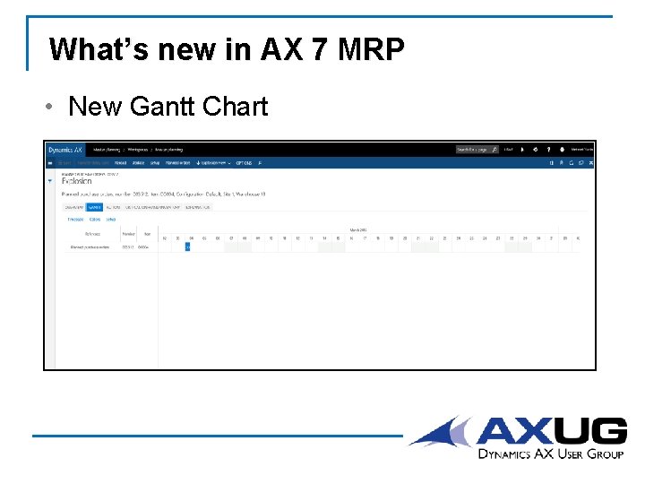 What’s new in AX 7 MRP • New Gantt Chart 