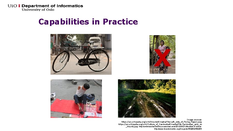 Capabilities in Practice X Image sources: https: //en. wikipedia. org/wiki/Bicycle#/media/File: Left_side_of_Flying_Pigeon. jpg; https: //en.