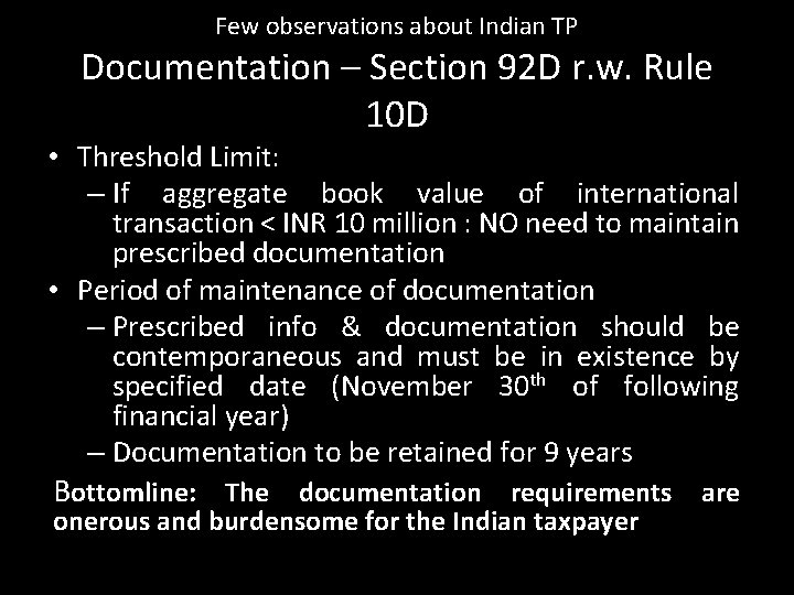 Few observations about Indian TP Documentation – Section 92 D r. w. Rule 10