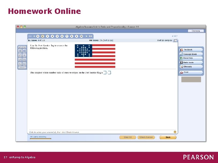 Homework Online 17 on. Ramp to Algebra 
