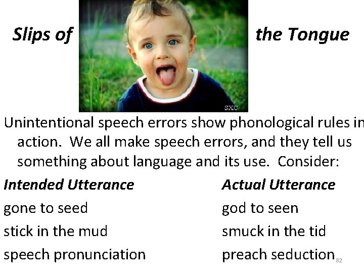 Slips of the Tongue Unintentional speech errors show phonological rules in action. We all