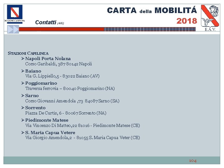 CARTA della Contatti (4/6) MOBILITÁ 2018 STAZIONI CAPILINEA Ø Napoli Porta Nolana Corso Garibaldi,