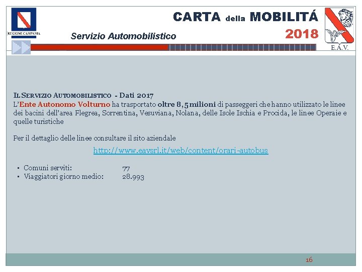 CARTA Servizio Automobilistico della MOBILITÁ 2018 IL SERVIZIO AUTOMOBILISTICO - Dati 2017 L’Ente Autonomo