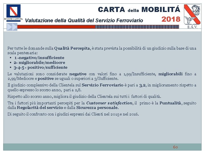 CARTA MOBILITÁ 2018 Valutazione della Qualità del Servizio Ferroviario della Per tutte le domande