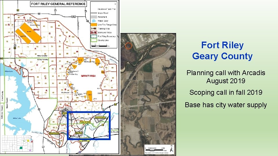 Fort Riley Geary County Planning call with Arcadis August 2019 Scoping call in fall