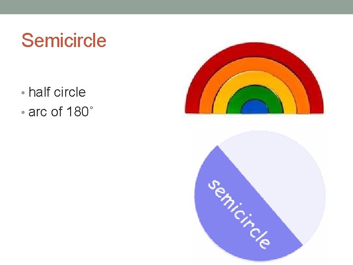 Semicircle • half circle • arc of 180˚ 