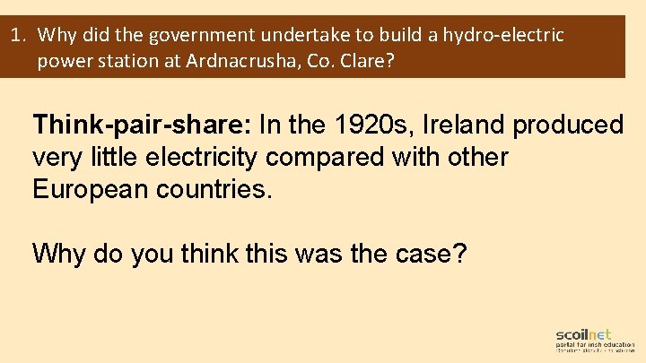 1. Why did the government undertake to build a hydro-electric power station at Ardnacrusha,
