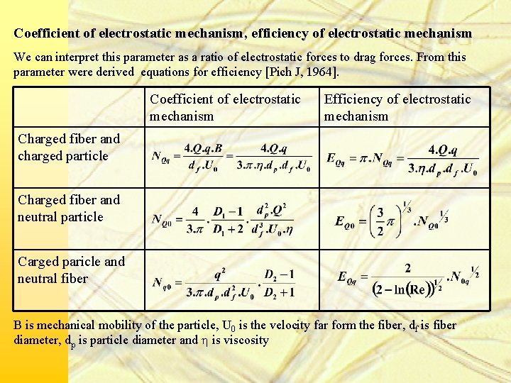 Coefficient of electrostatic mechanism, efficiency of electrostatic mechanism We can interpret this parameter as