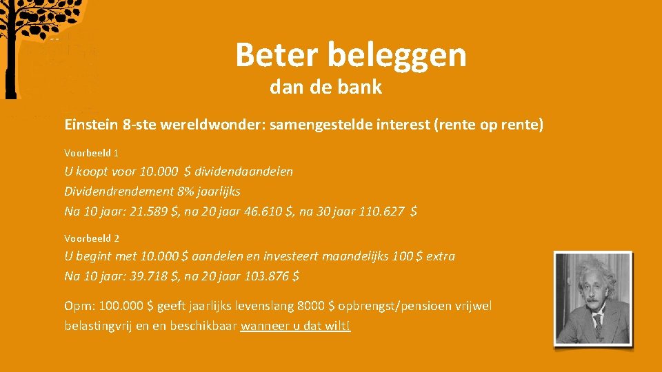 Beter beleggen dan de bank Einstein 8 -ste wereldwonder: samengestelde interest (rente op rente)