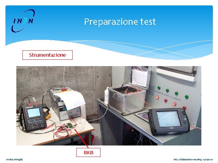 Preparazione test Strumentazione BKB Andrea Miraglia KM 3 Collaboration meeting 07/12/2012 