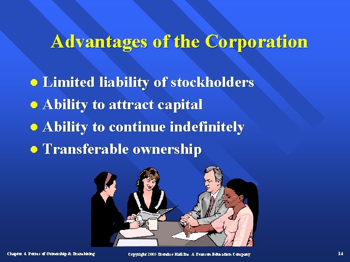 Advantages of the Corporation l Limited liability of stockholders l Ability to attract capital