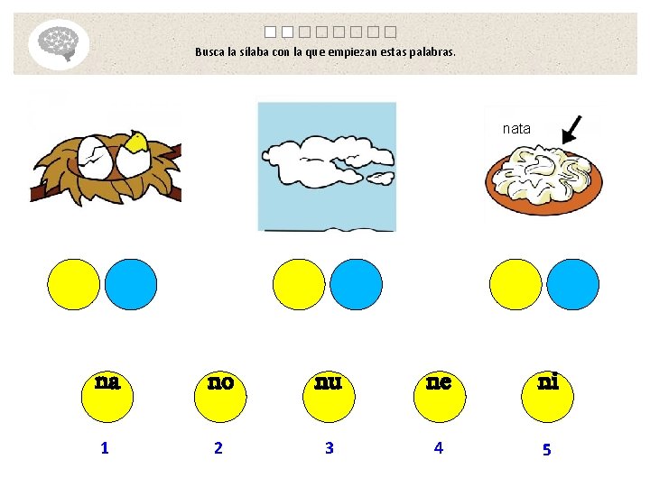 Busca la sílaba con la que empiezan estas palabras. nata na no nu ne