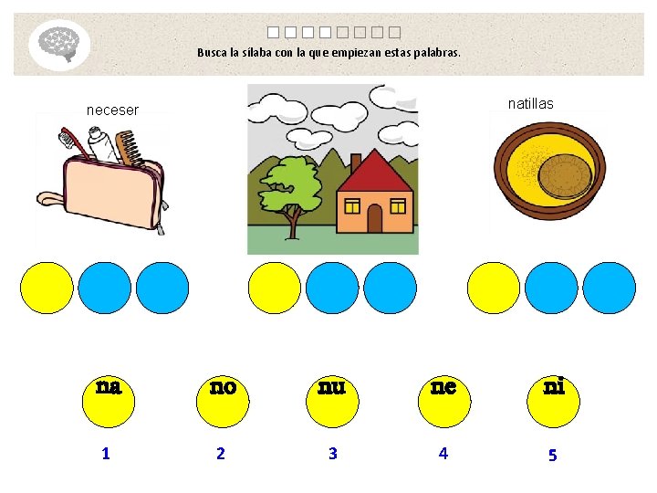 Busca la sílaba con la que empiezan estas palabras. natillas neceser na no nu