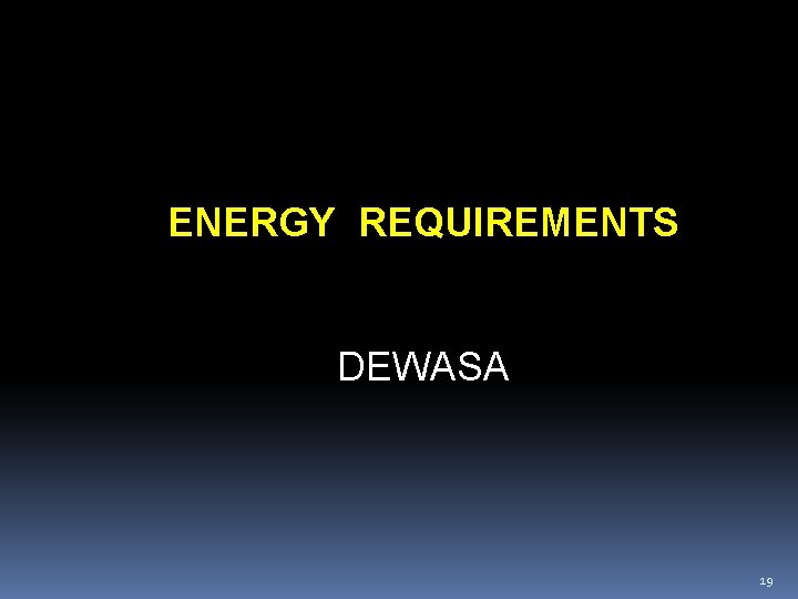 ENERGY REQUIREMENTS DEWASA 19 