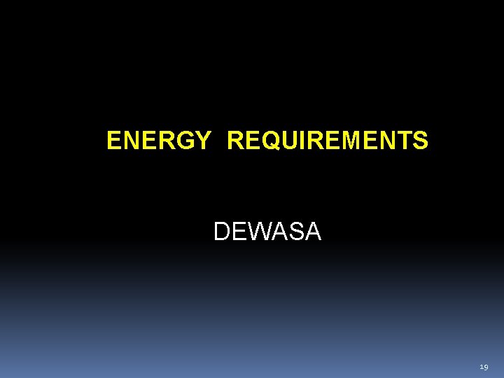 ENERGY REQUIREMENTS DEWASA 19 ENERGY REQUIREMENTS DEWASA 19