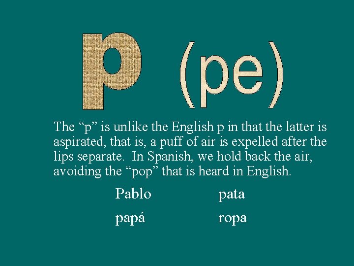 The “p” is unlike the English p in that the latter is aspirated, that