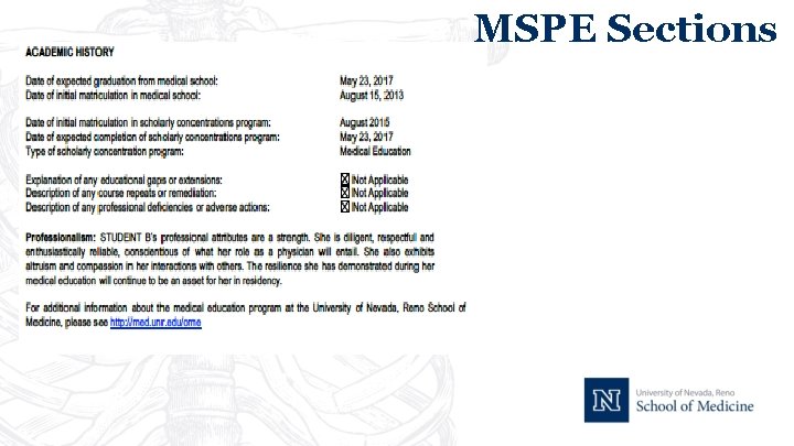 MSPE Sections 