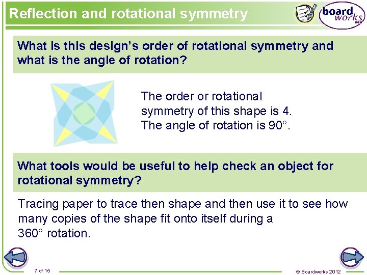 Reflection and rotational symmetry What is this design’s order of rotational symmetry and what