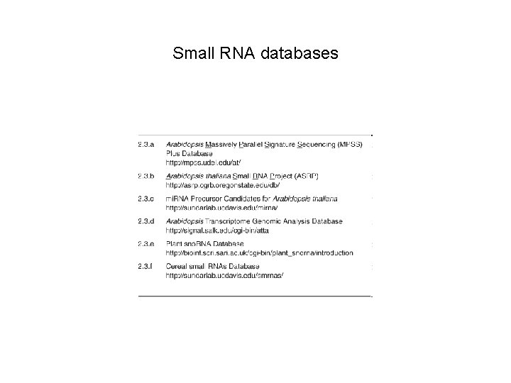 Small RNA databases 