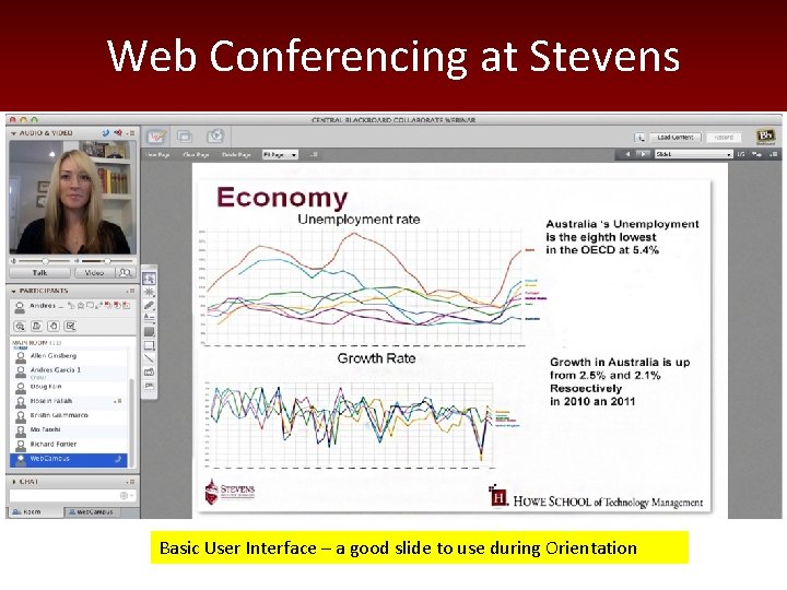 Web Conferencing at Stevens Basic User Interface – a good slide to use during