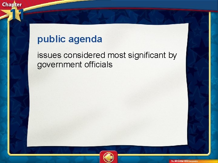 public agenda issues considered most significant by government officials 