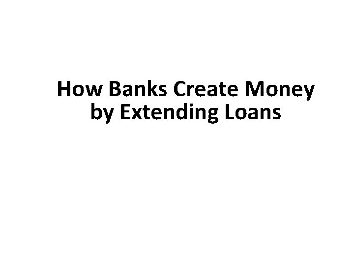 How Banks Create Money by Extending Loans 
