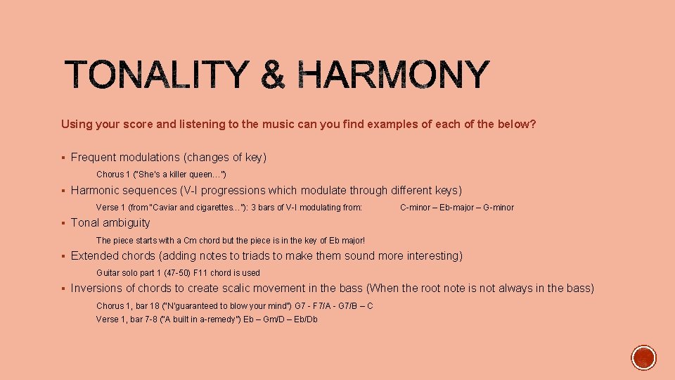 Using your score and listening to the music can you find examples of each
