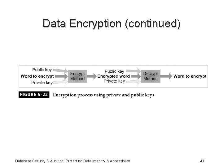 Data Encryption (continued) Database Security & Auditing: Protecting Data Integrity & Accessibility 43 