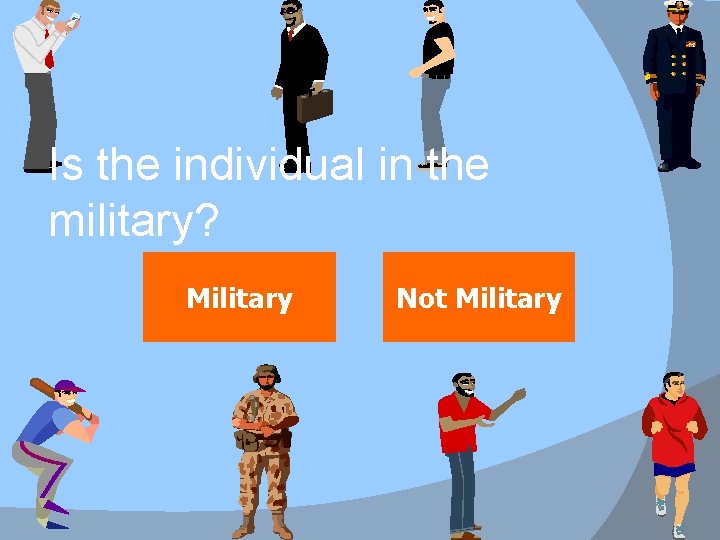 Is the individual in the military? Military Not Military 