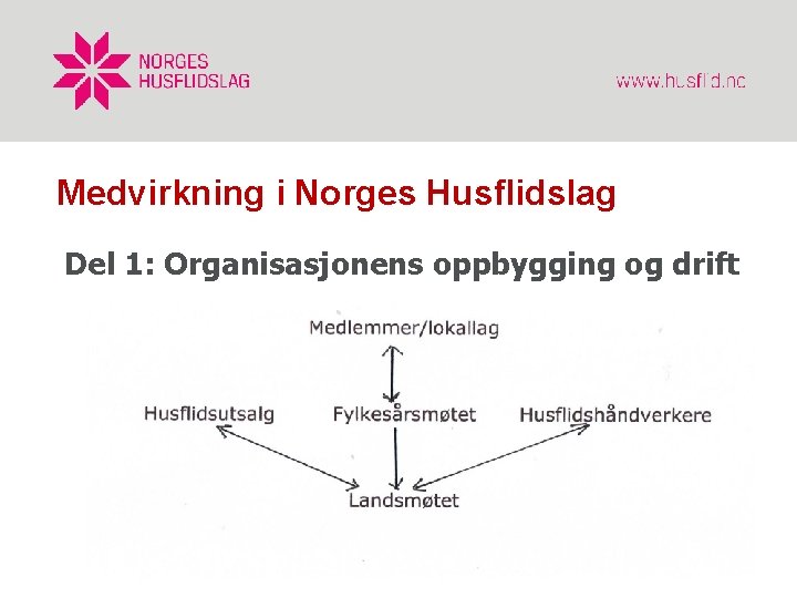 Medvirkning i Norges Husflidslag Del 1: Organisasjonens oppbygging og drift 