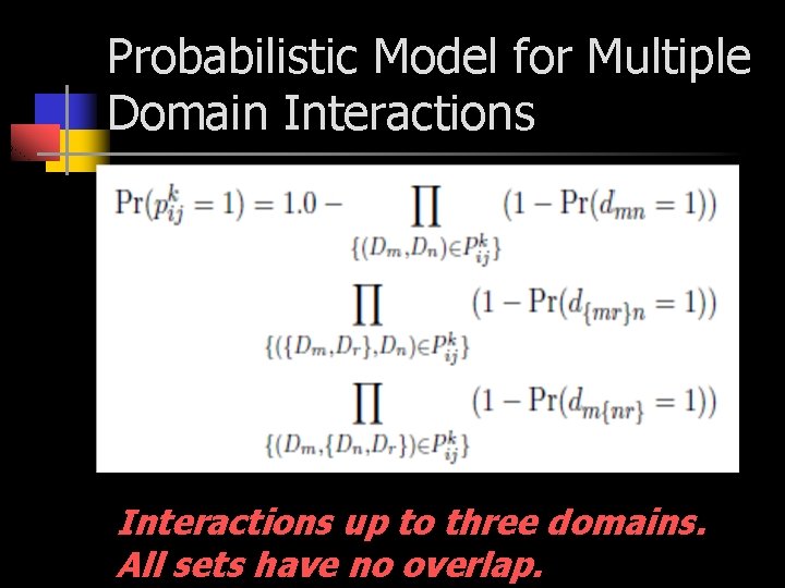 Probabilistic Model for Multiple Domain Interactions up to three domains. All sets have no