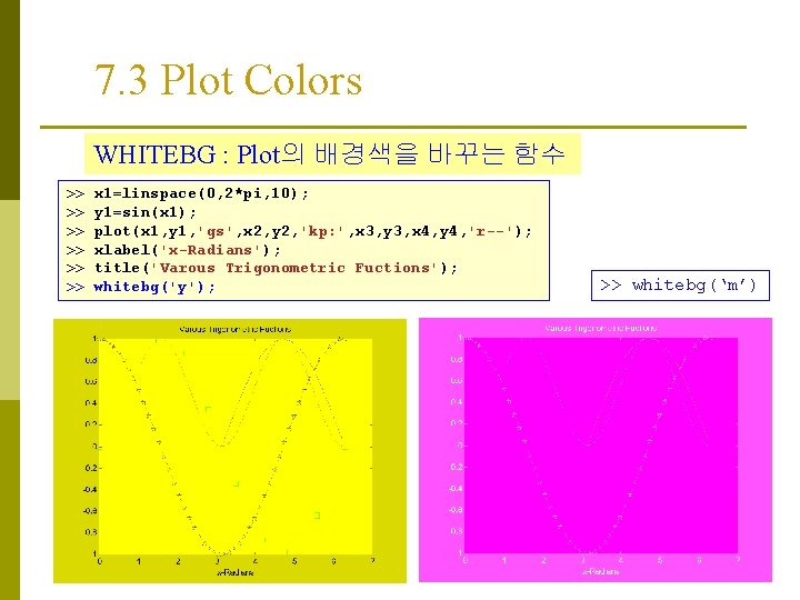 7. 3 Plot Colors WHITEBG : Plot의 배경색을 바꾸는 함수 >> >> >> x 7. 3 Plot Colors WHITEBG : Plot의 배경색을 바꾸는 함수 >> >> >> x