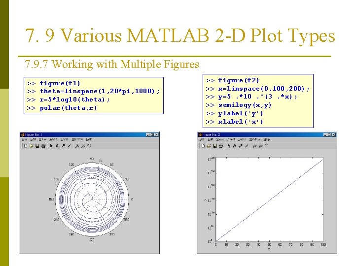 7. 9 Various MATLAB 2 -D Plot Types 7. 9. 7 Working with Multiple 7. 9 Various MATLAB 2 -D Plot Types 7. 9. 7 Working with Multiple