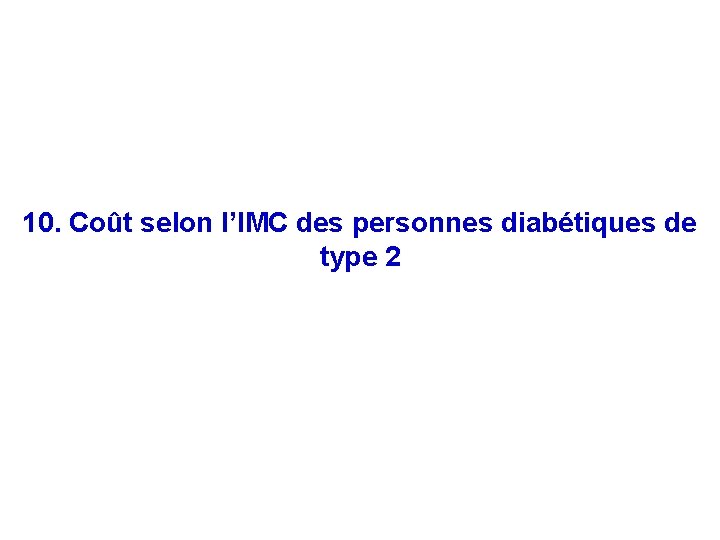 10. Coût selon l’IMC des personnes diabétiques de type 2 48 