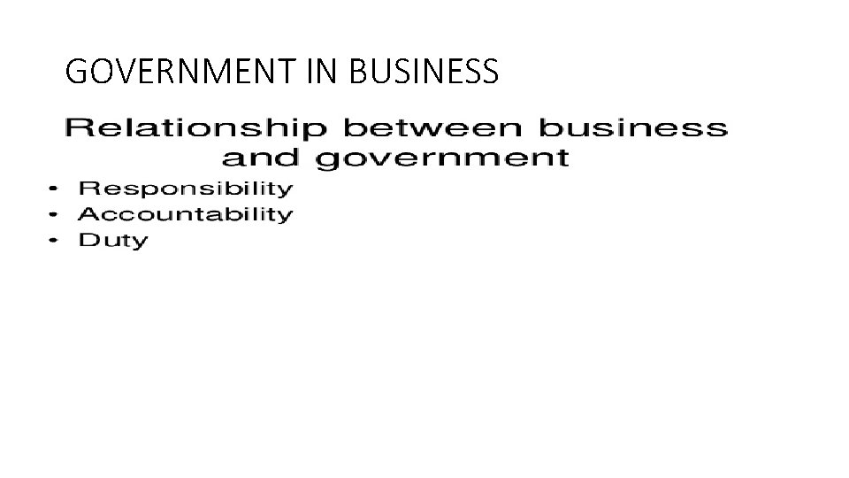 GOVERNMENT IN BUSINESS 