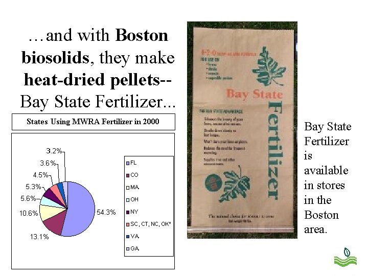 …and with Boston biosolids, they make heat-dried pellets-Bay State Fertilizer. . . Bay State