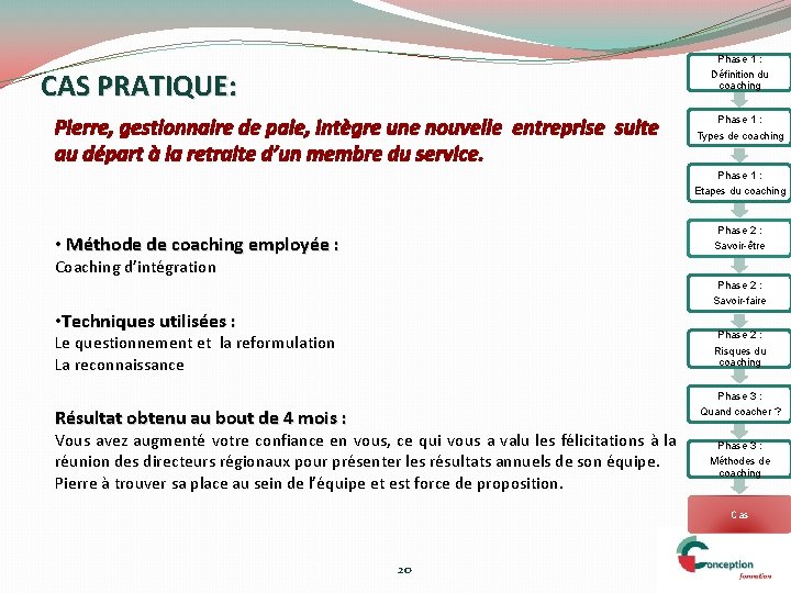 Phase 1 : CAS PRATIQUE: Définition du coaching Pierre, gestionnaire de paie, intègre une