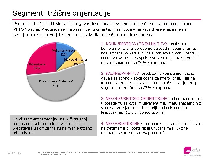 Segmenti tržišne orijentacije Upotrebom K-Means klaster analize, grupisali smo mala i srednja preduzeća prema