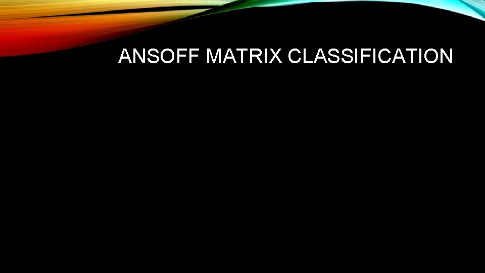 ANSOFF MATRIX CLASSIFICATION 