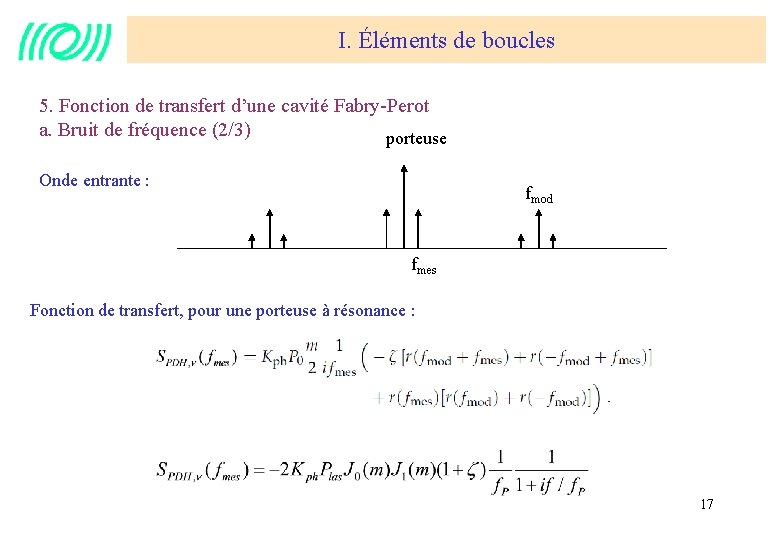 I. Éléments de boucles 5. Fonction de transfert d’une cavité Fabry-Perot a. Bruit de