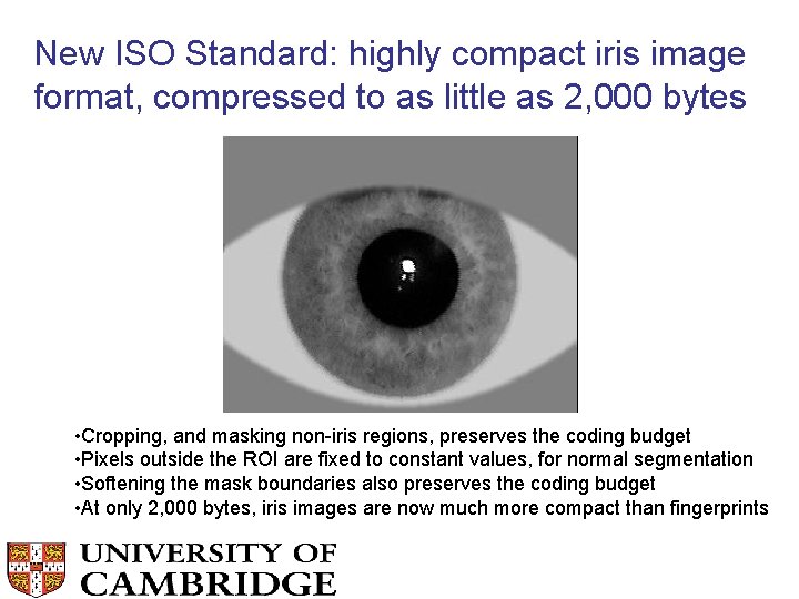 New ISO Standard: highly compact iris image format, compressed to as little as 2,