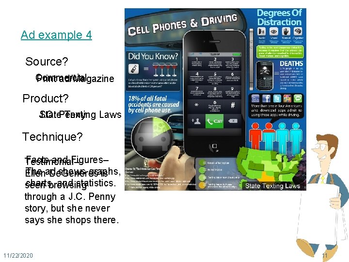 Ad example 4 Source? Commercial Print ad/Magazine Product? State. Penny Texting Laws J. C.