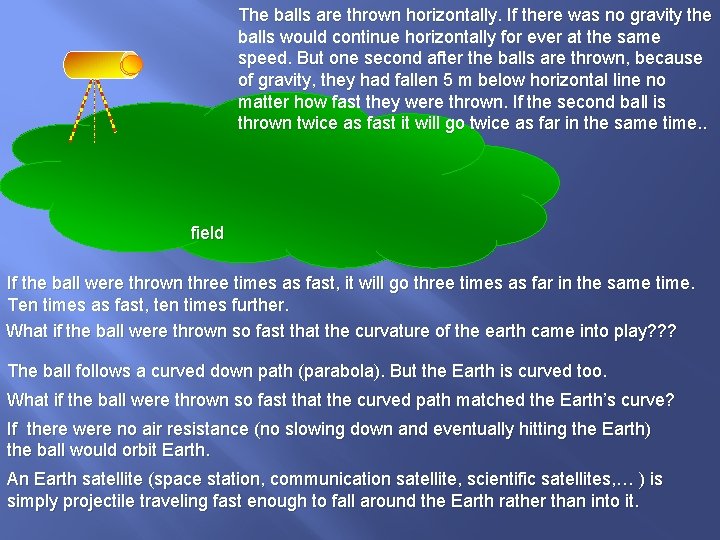 The balls are thrown horizontally. If there was no gravity the balls would continue