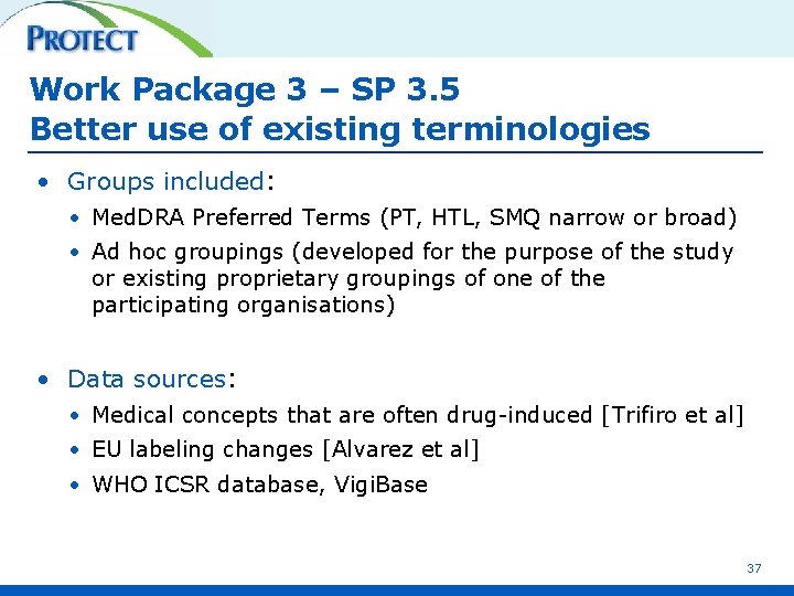 Work Package 3 – SP 3. 5 Better use of existing terminologies • Groups