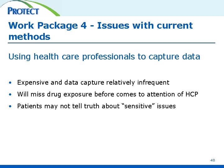 Work Package 4 - Issues with current methods Using health care professionals to capture