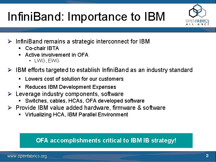 Infini. Band: Importance to IBM Ø Infini. Band remains a strategic interconnect for IBM