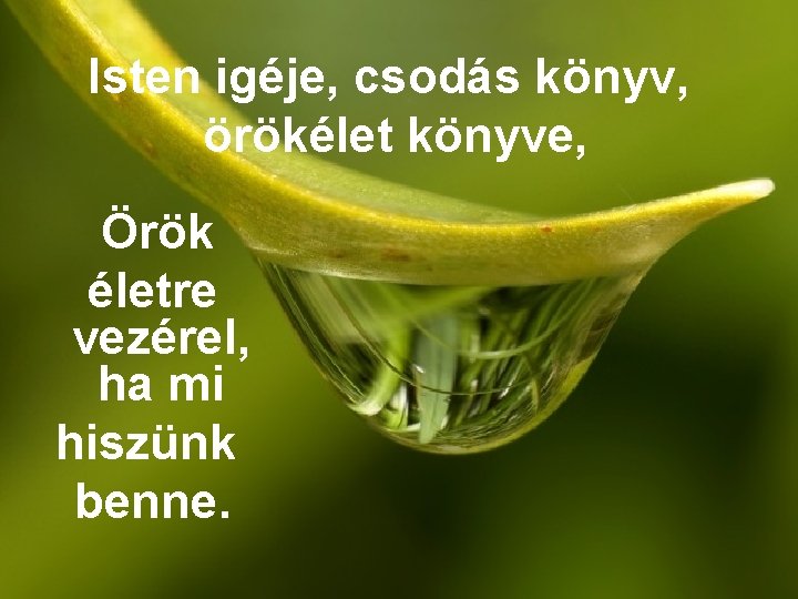 Isten igéje, csodás könyv, örökélet könyve, Örök életre vezérel, ha mi hiszünk benne. 