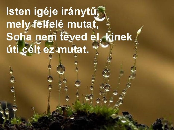 Isten igéje iránytű, mely felfelé mutat, Soha nem téved el, kinek úti célt ez