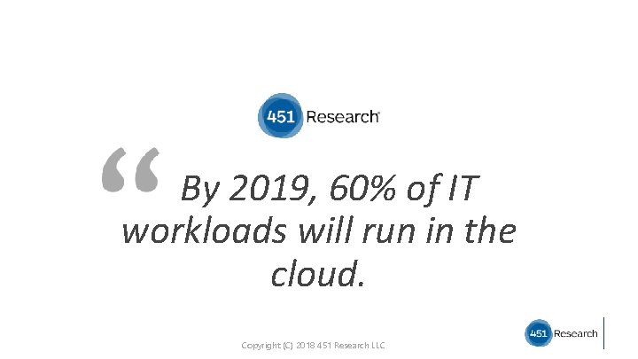 By 2019, 60% of IT workloads will run in the cloud. Copyright (C) 2018